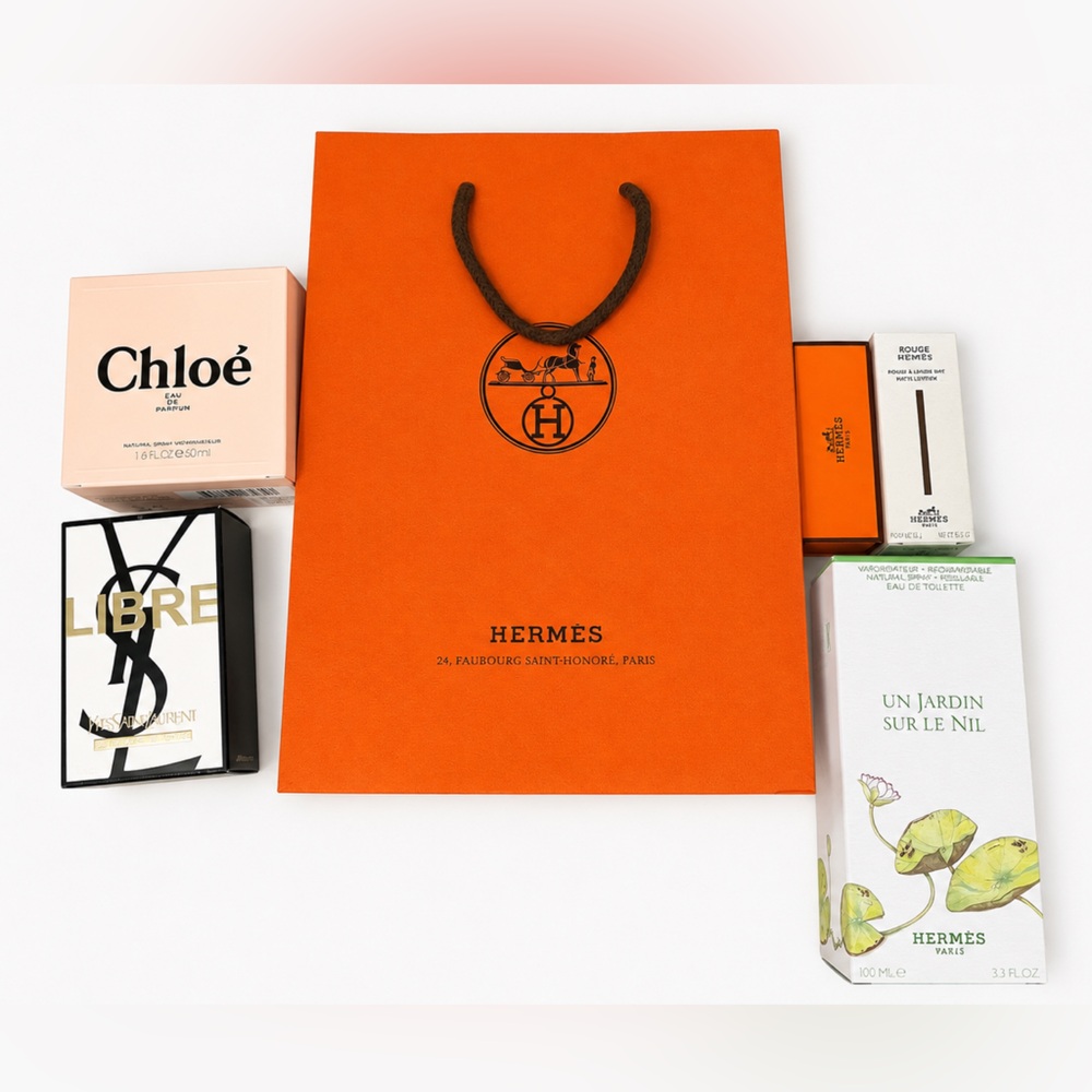 Hermès Empty Packaging Bundle Chloé YSL Libre Fragrance Boxes Shopping Bag